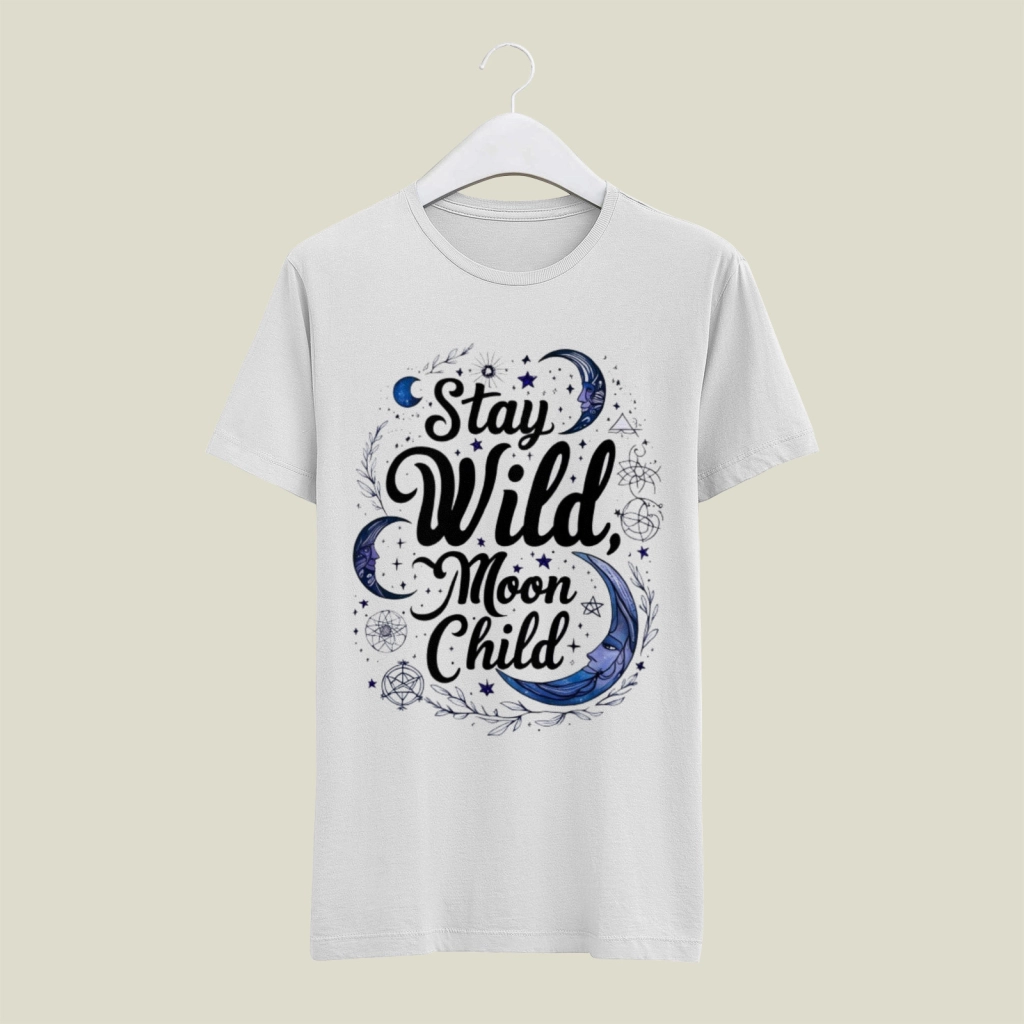 "Stay Wild Moon Child" PNG – Mystical Celestial Boho Design with Commercial License for Apparel & Decor