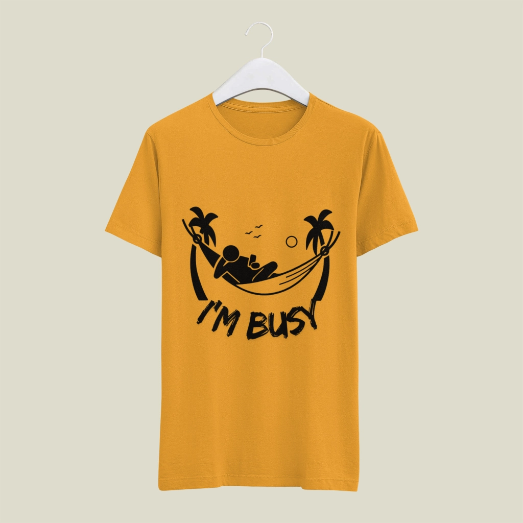 FREE T-Shirt Design: "I'm Busy" Vacation Hammock PNG with Commercial License – Relaxing Lifestyle Printable Design