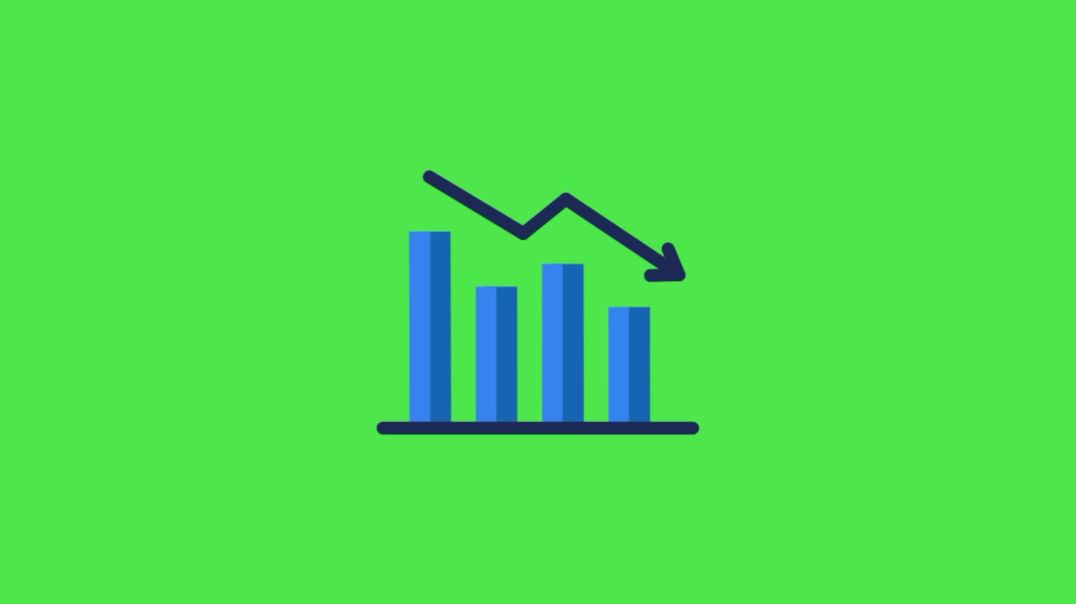 Animated Stock Market Crash Chart on Green Screen - Falling Financial Bar Graph