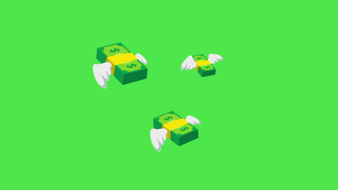 ⁣Animated Flying Money Bundles on Green Screen - Fast Expenses & Wealth Loss Concept