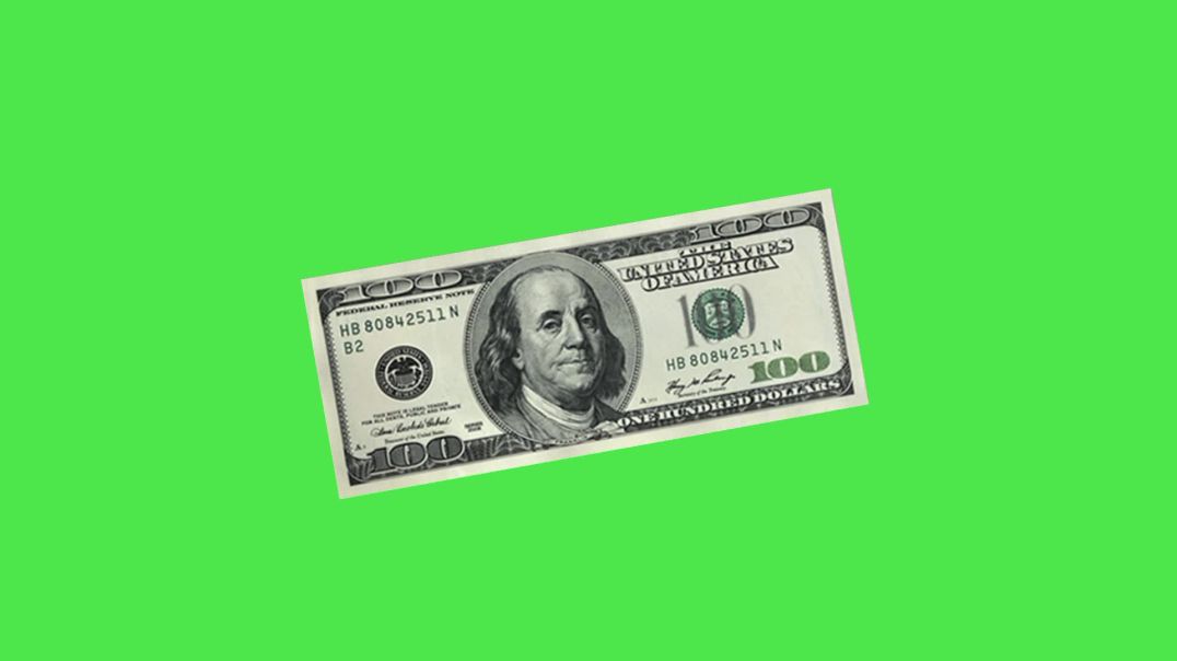 ⁣Animated Waving 100 Dollar Bill on Green Screen - Realistic Floating Currency VFX