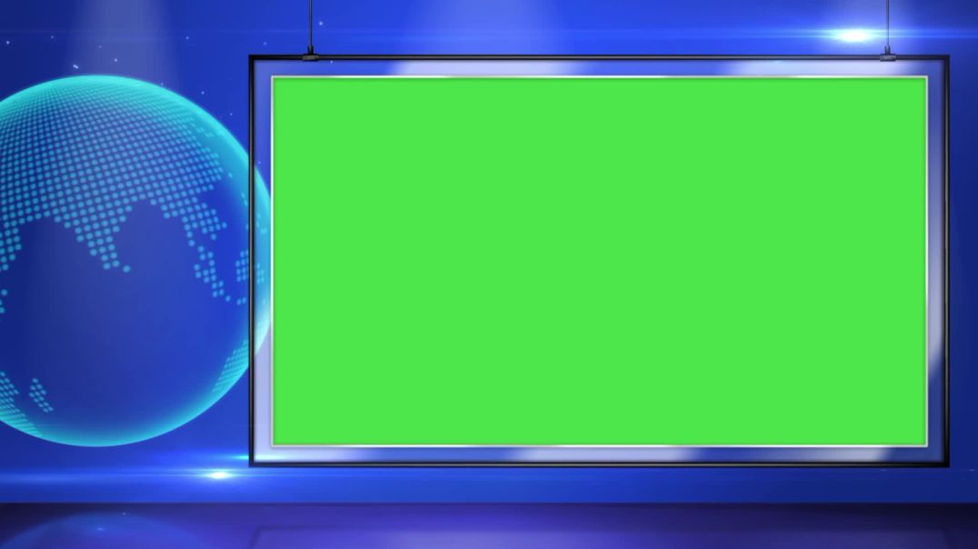 Professional News Studio Background with Green Screen – 3D Virtual Media Room VFX