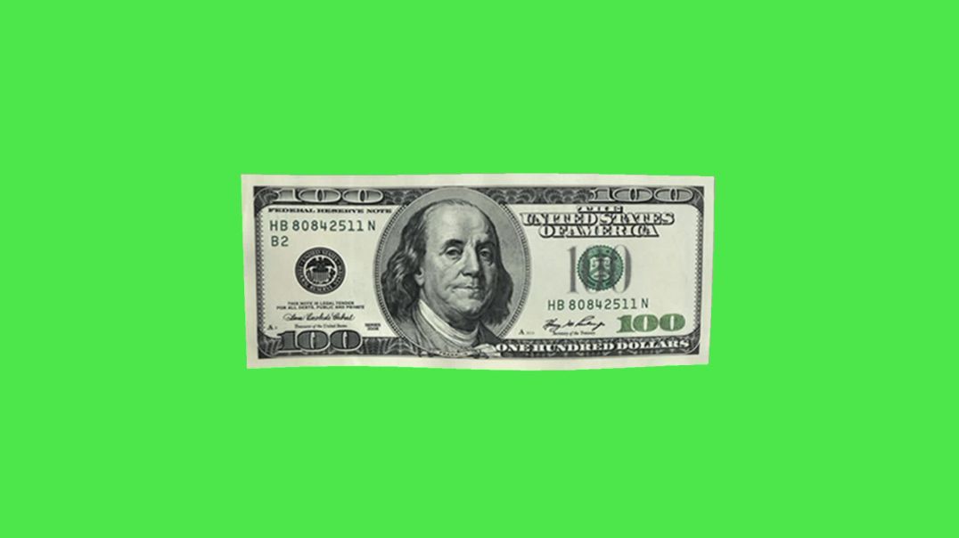 ⁣Realistic 100 Dollar Bill on Green Screen - High-Quality US Currency VFX Asset