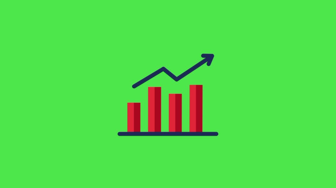 Animated Bullish Stock Market Chart on Green Screen - Rising Financial Bar Graph