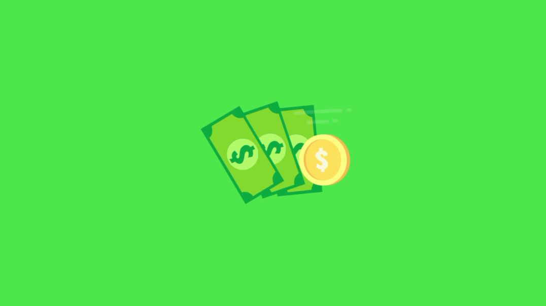 ⁣Animated Cash and Gold Coin on Green Screen - Financial Success & Wealth Concept