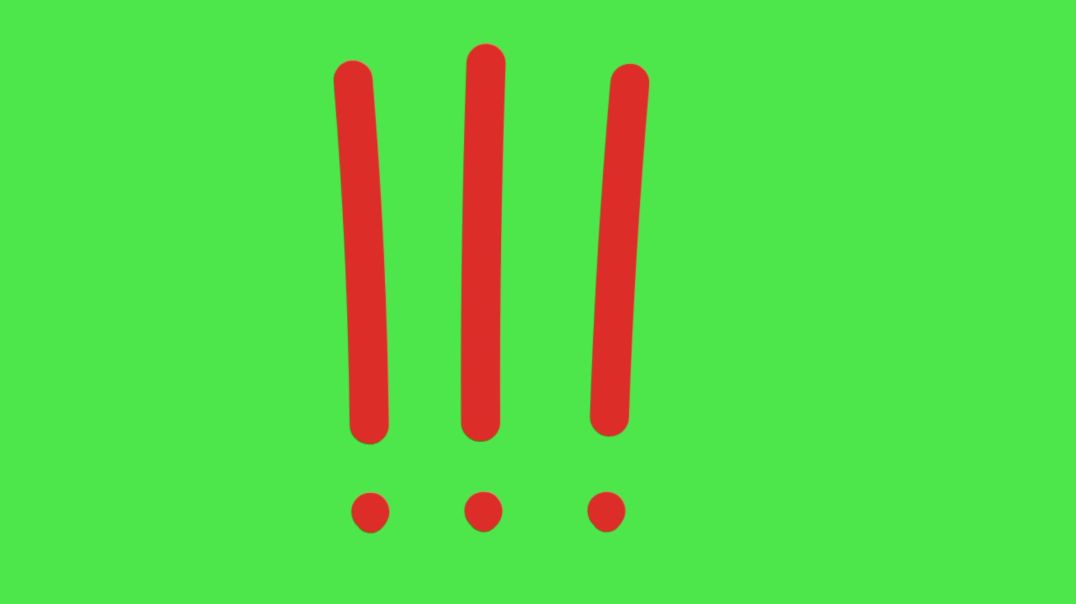⁣Animated Red Triple Exclamation Marks on Green Screen - Hand-Drawn Warning & Emphasis VFX