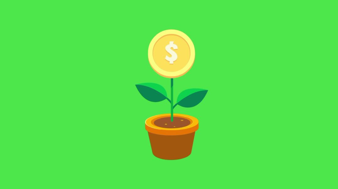 ⁣Animated Money Plant Growth on Green Screen - Financial Investment & Success Concept