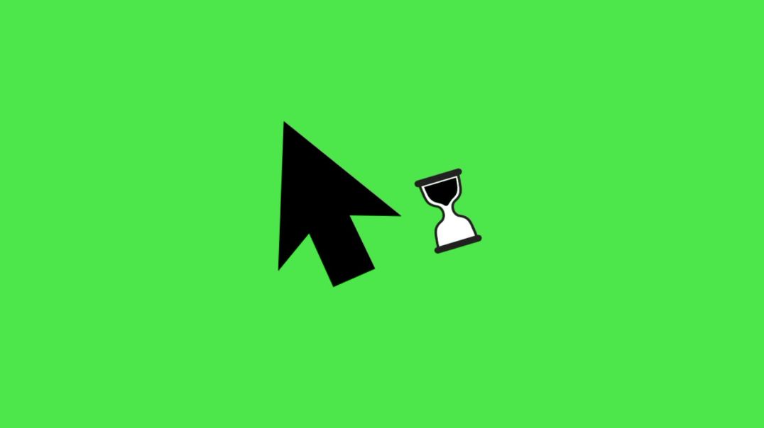 ⁣Animated Black Mouse Cursor with Hourglass Waiting Icon on Green Screen - Free Stock VFX