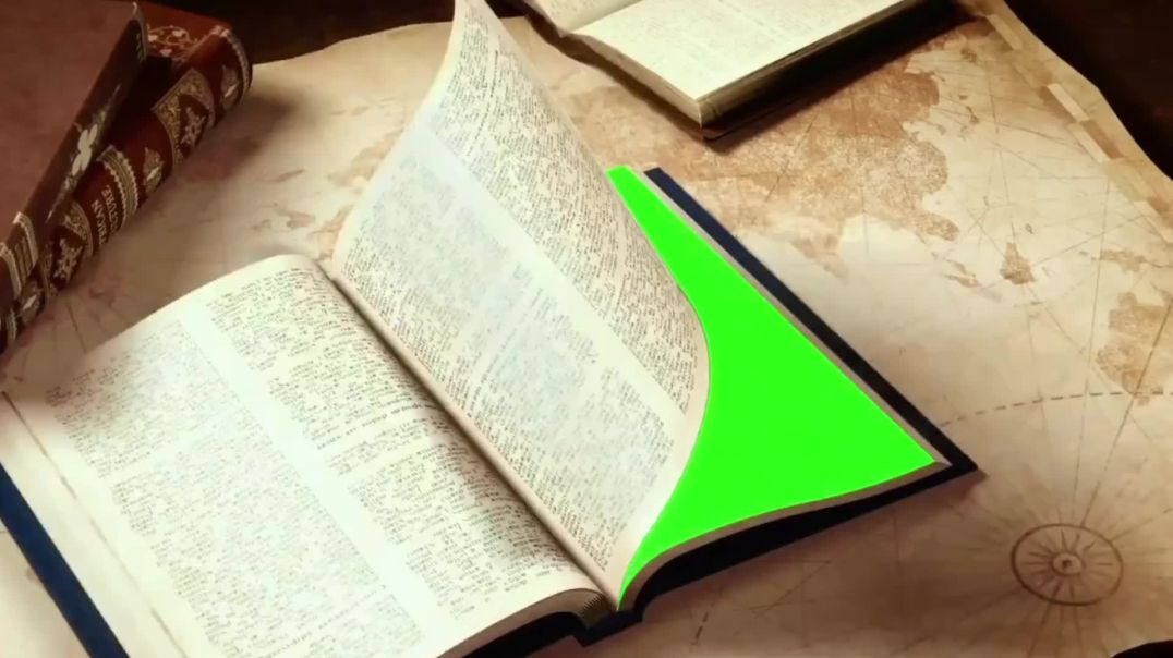Cinematic Vintage Book Opening on Antique Map with Green Screen Page – Free Stock Footage for Storyt