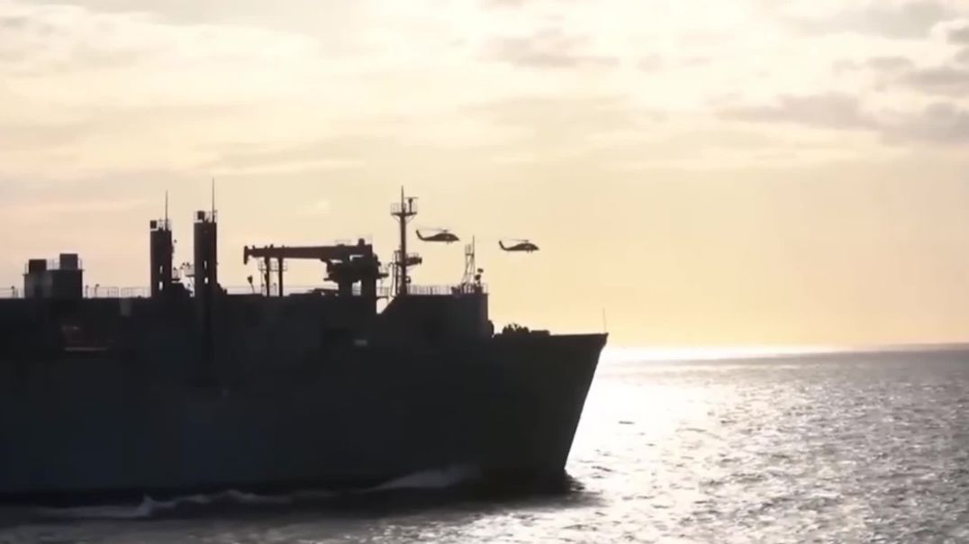 Military Supply Ship at Sunset Cinematic B-Roll