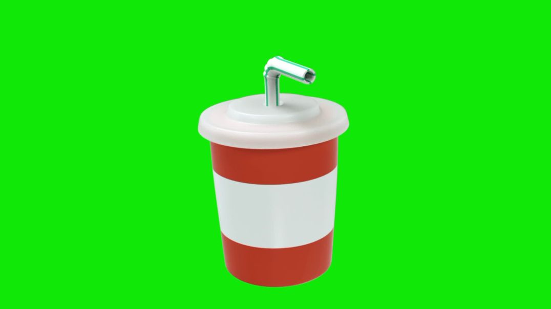 ⁣3D Animated Soda Cup Green Screen - Free Download