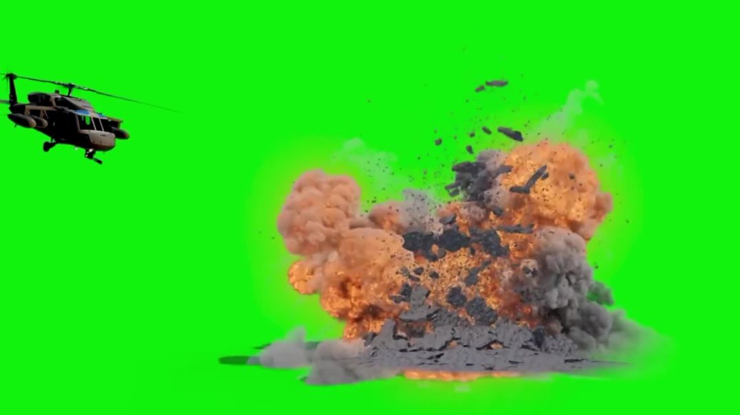 ⁣Helicopter Missile Attack Green Screen - Free VFX