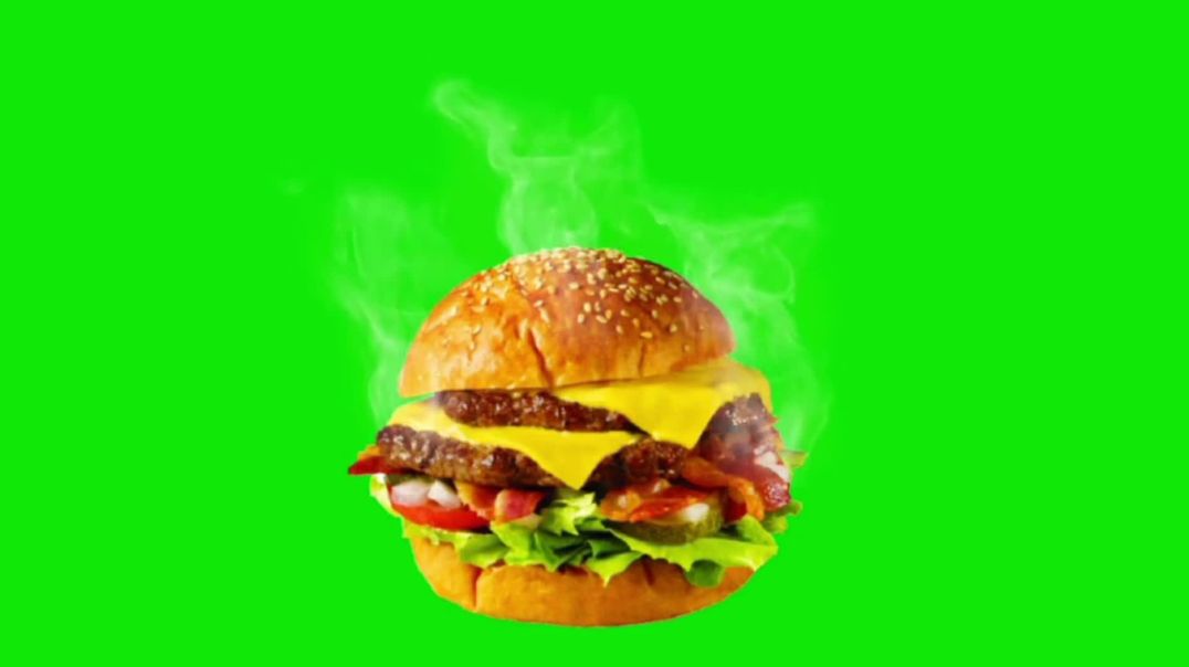 ⁣Steaming Double Cheese Burger Green Screen - Free Footage
