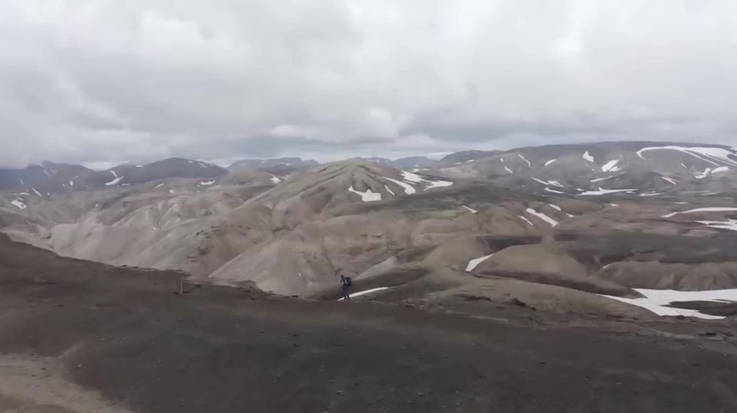 ⁣Solo Hiker on Epic Volcanic Ridge Free B-Roll