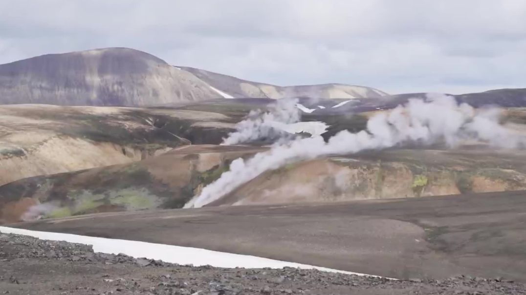 ⁣Geothermal Steam & Volcanic Mountains Free B-Roll