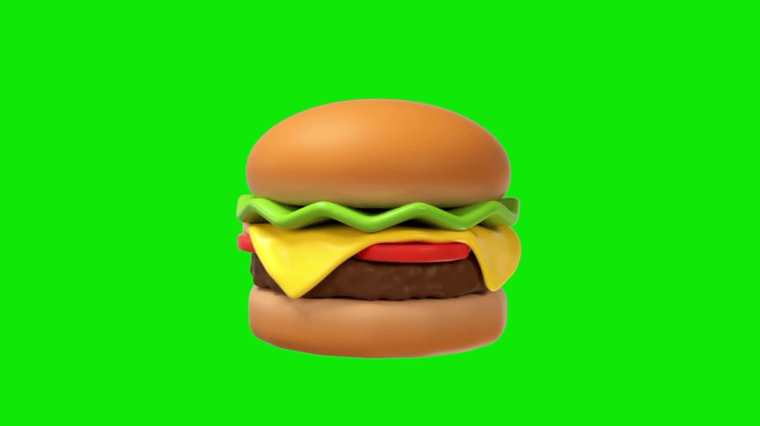 ⁣3D Animated Burger Green Screen - Free Download