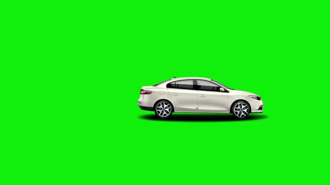 White Sedan Side Profile Driving Green Screen - Free Download