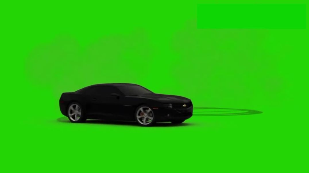 Black Muscle Car Driving Green Screen - Free Download