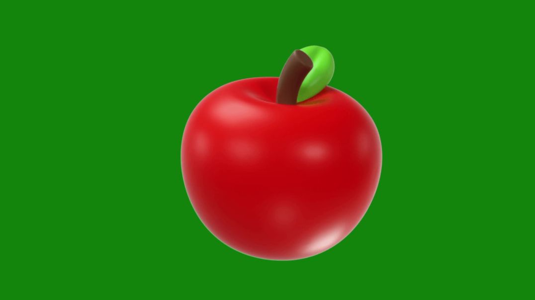 ⁣3D Animated Red Apple Green Screen - Free Download