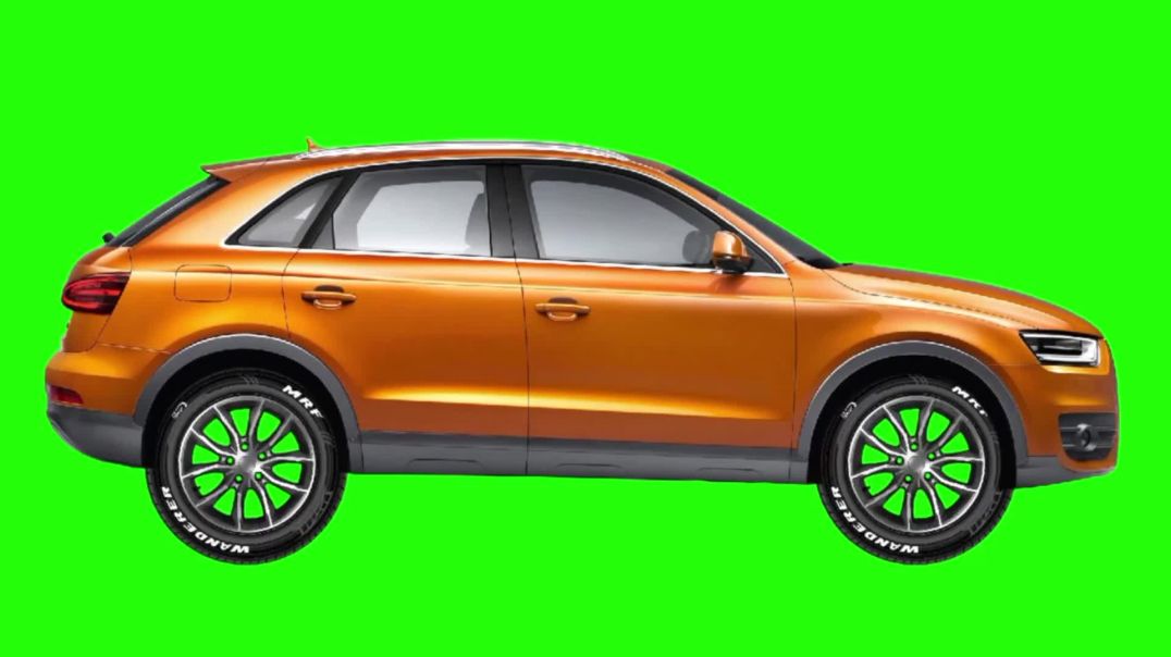 Orange SUV Driving Green Screen - Free Download