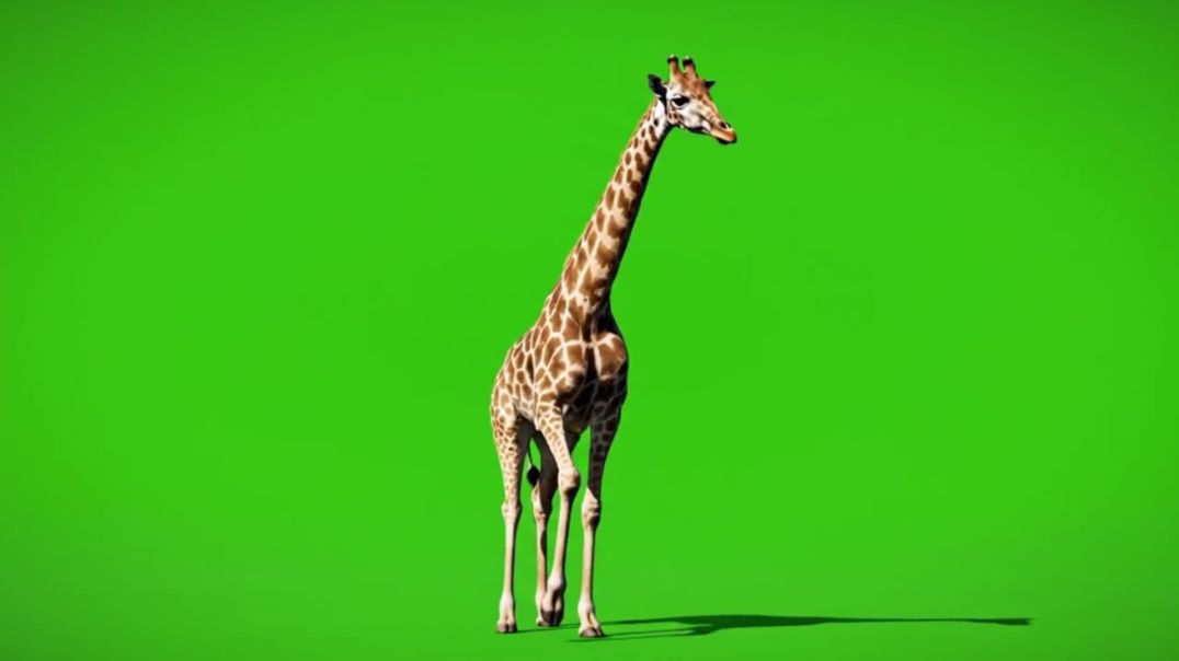 ⁣Giraffe Walking Forward Green Screen Video