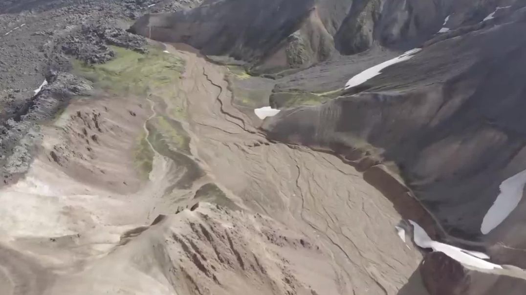 Aerial Drone View of Volcanic River Veins Free Download