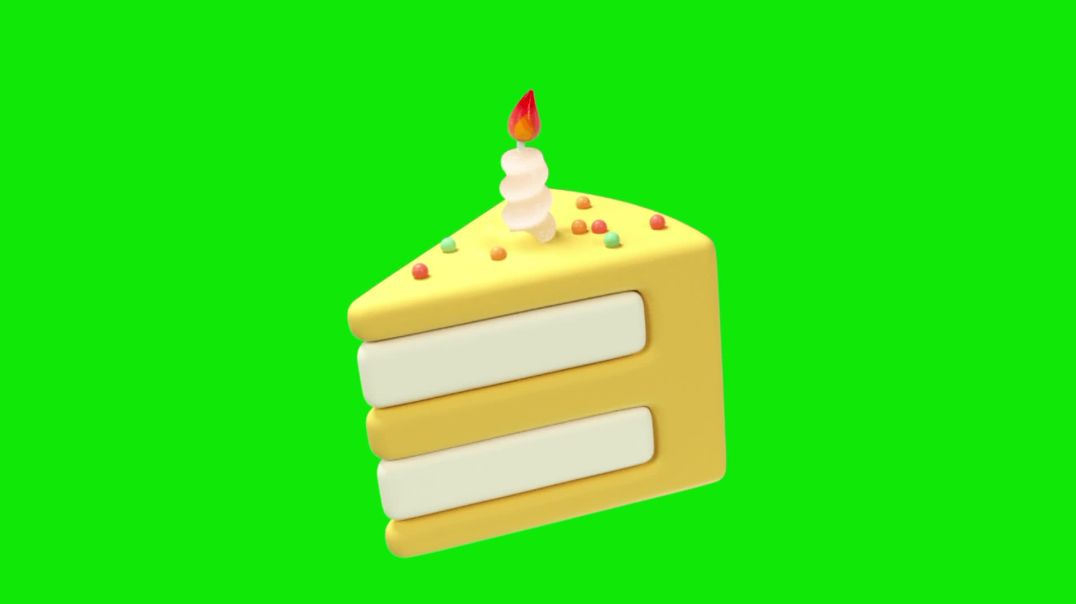 ⁣3D Animated Cake Slice Green Screen - Free Download