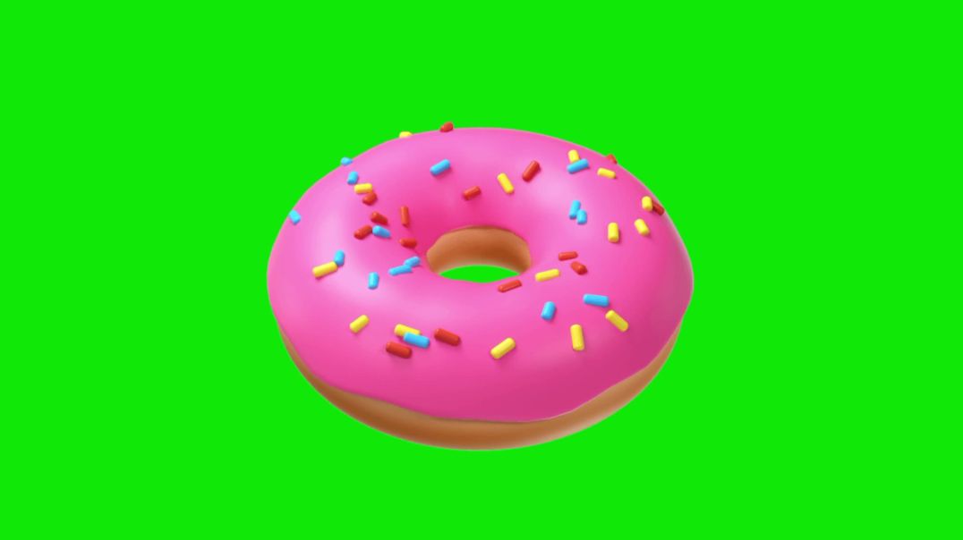 ⁣3D Animated Pink Donut Green Screen - Free Stock Footage