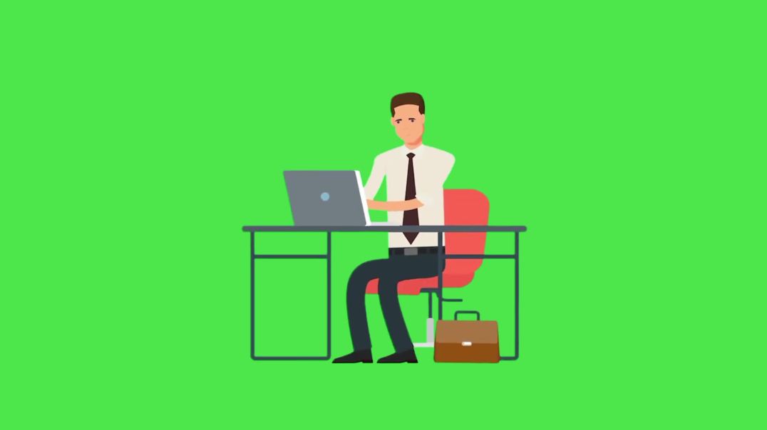 Businessman Working on Laptop Green Screen Clip