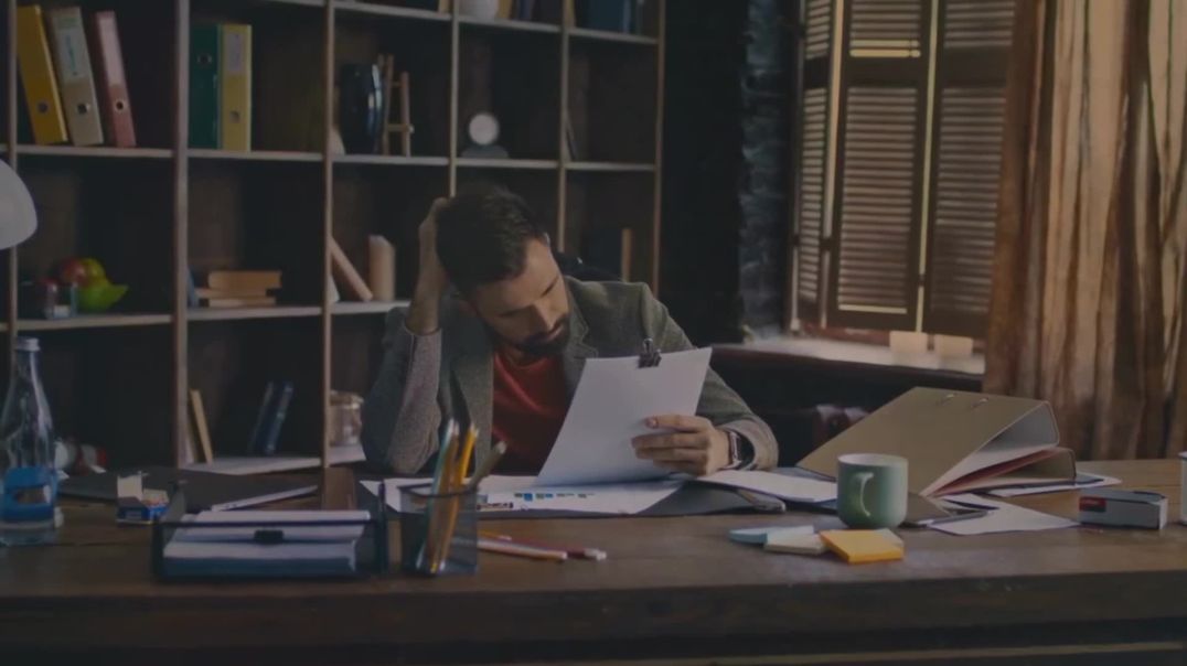 ⁣Frustrated Businessman Analyzing Financial Reports - Free Stock Footage