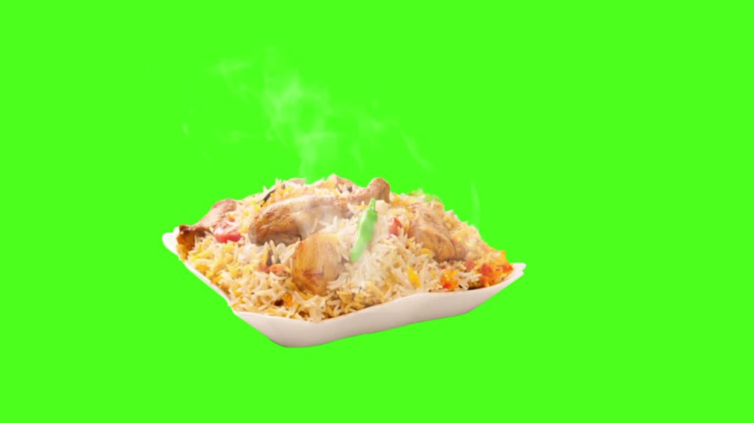 Steaming Chicken Biryani Green Screen - Free Footage