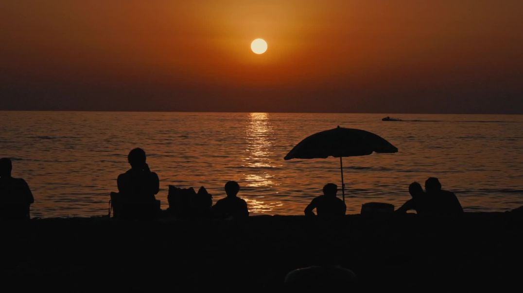 ⁣Beach Sunset Silhouette Group Free Stock Footage